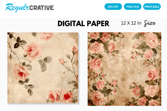 Download Shabby Chic Vintage Birds Digital Paper - Premium Bundle