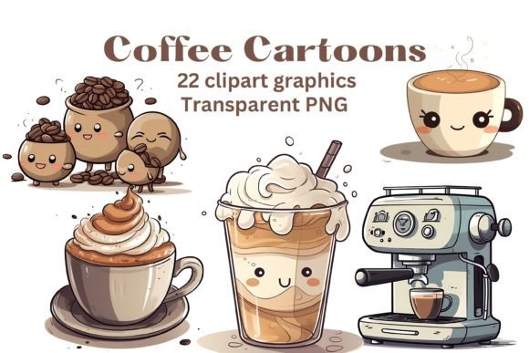 Download Cartoon Coffee Shop Clipart Set - Clipart Collection