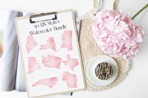 Download USA Map Pink Watercolor Clipart - Clipart Collection