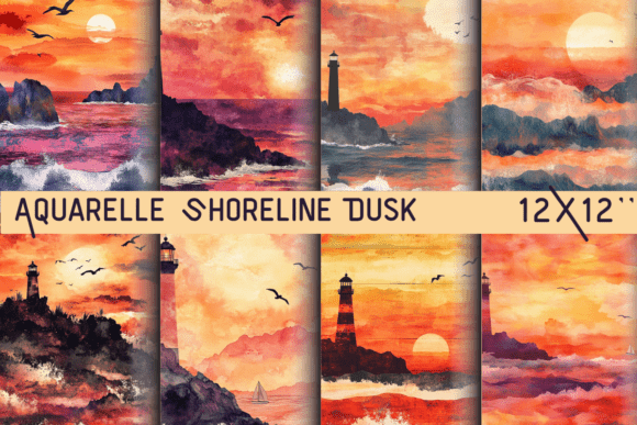 Download Aquarelle Shoreline Dusk Panorama - Panorama Collection