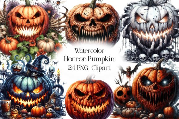 Download Watercolor Horror Pumpkin Clipart - Clipart Collection