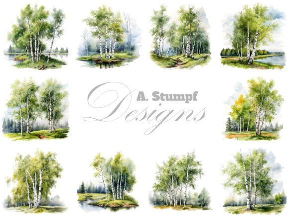 Download Birch Tree Watercolor Botanical Clipart - Clipart Collection