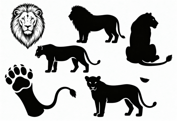 Download Lion Silhouette SVG Clipart Bundle - Clipart Collection