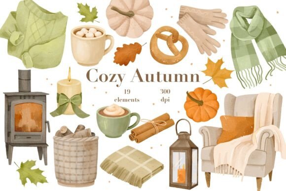 Download Watercolor Cozy Autumn Clipart - Clipart Collection