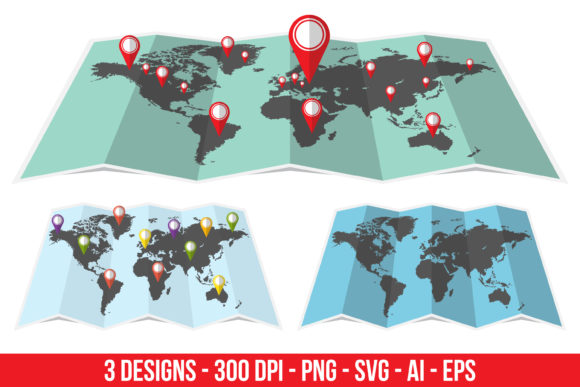 Download World Travel Map Clipart Set - Clipart Collection