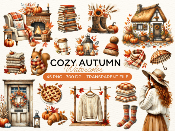 Download Cozy Autumn Clipart PNG Bundle - Clipart Collection