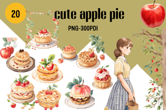 Download Cute Apple Pie,Clipart,watercolor - Clipart Collection
