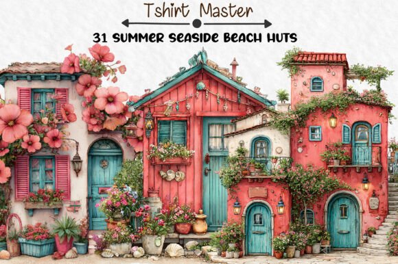 Download Summer Seaside Beach Huts Clipart - Clipart Collection