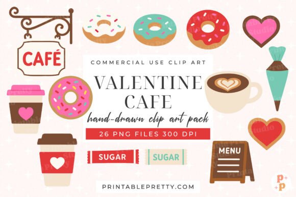 Download Valentine Cafe Clipart PNG Set - Clipart Collection