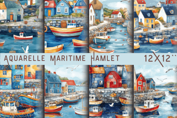 Download Aquarelle Maritime Hamlet Panorama - Panorama Collection