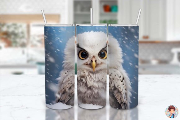 Download Baby Snow Owl Watercolor Tumbler Wrap - Snow owl Collection