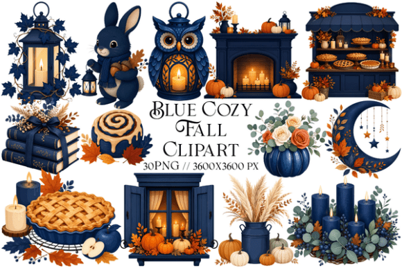 Download Blue Cozy Fall Clipart - Clipart Collection