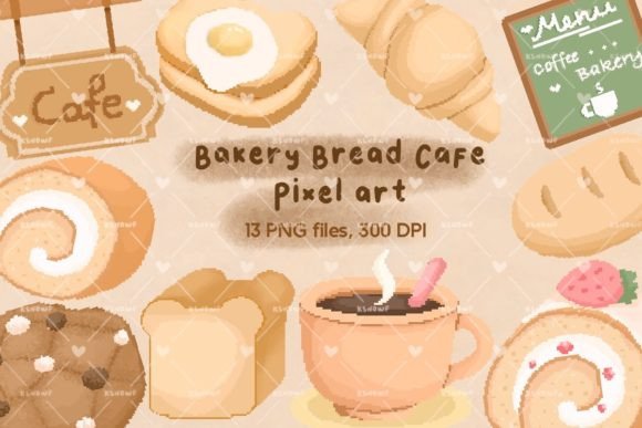Download Bakery Bread Cafe - Pixel Clipart Set - Clipart Collection