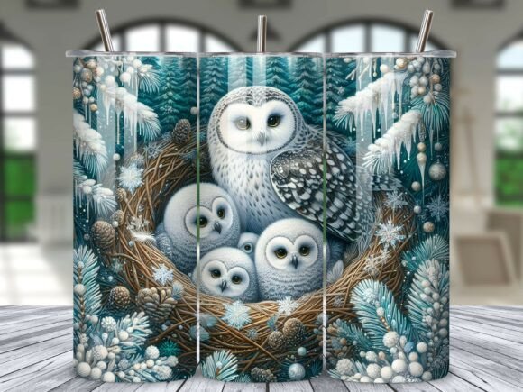 Download Winter Snow Owl Family Tumbler Wrap - Snow owl Collection
