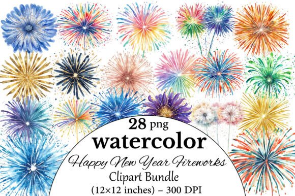 Download Happy New Year Fireworks Clipart Bundle - Clipart Collection