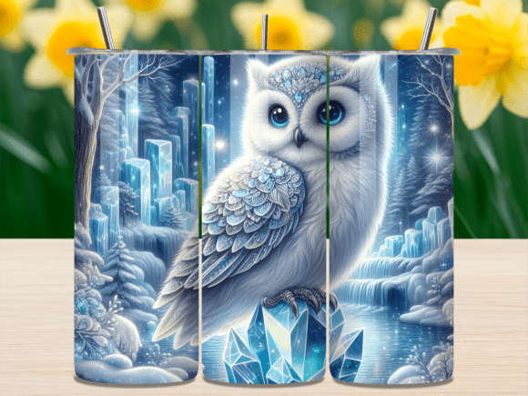 Download Fantasy White Snow Owl Ice Tumbler Wrap - Snow owl Collection