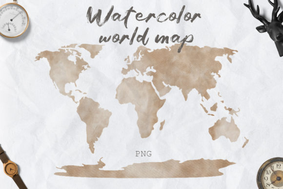 Download Watercolor World Map Clipart PNG - Clipart Collection