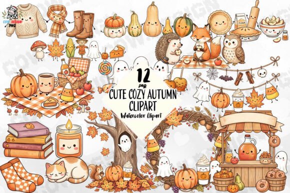 Download Cute Cozy Autumn Clipart PNG - Clipart Collection