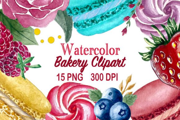 Download Watercolor Bakery Clipart PNG - Clipart Collection