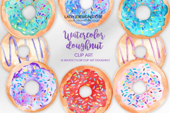 Download Watercolor Donuts Clipart - Clipart Collection