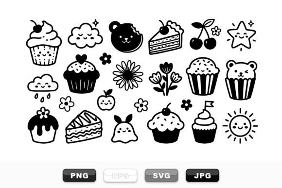 Download Cute Kawaii Dessert Clipart Set - Clipart Collection
