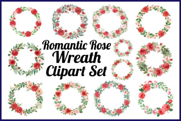 Download Romantic Rose Wreath Clipart Set - Clipart Collection