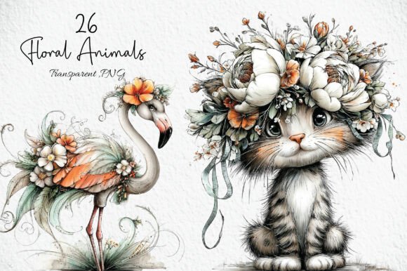 Download Floral Animals Clipart Bundle - Clipart Collection