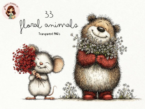 Download Floral Animals PNG Clipart Bundle - Clipart Collection