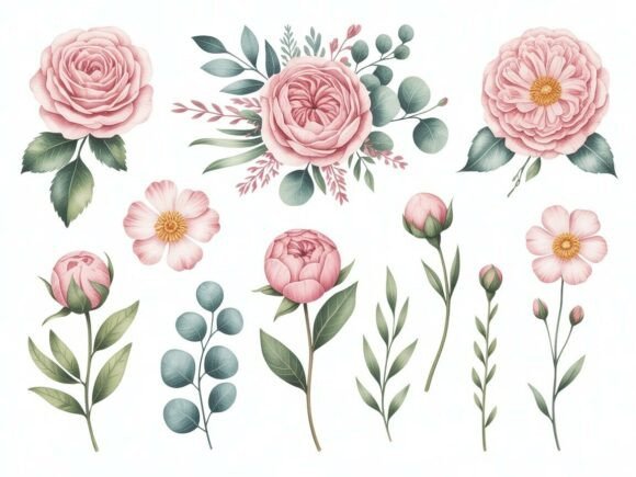 Download Delicate Watercolor Floral Clipart Set - Clipart Collection