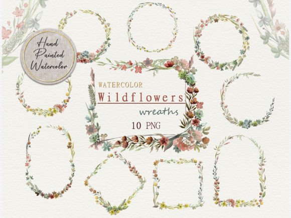 Download Wild Flower Wreath Watercolor Clipart - Clipart Collection