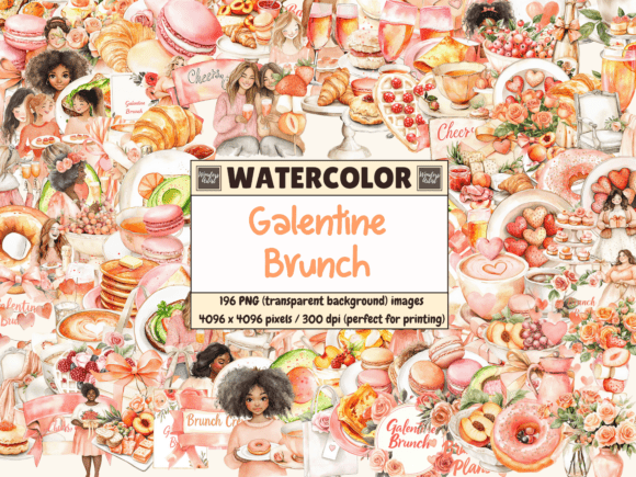Download Galentine Brunch Watercolor Clipart - Clipart Collection