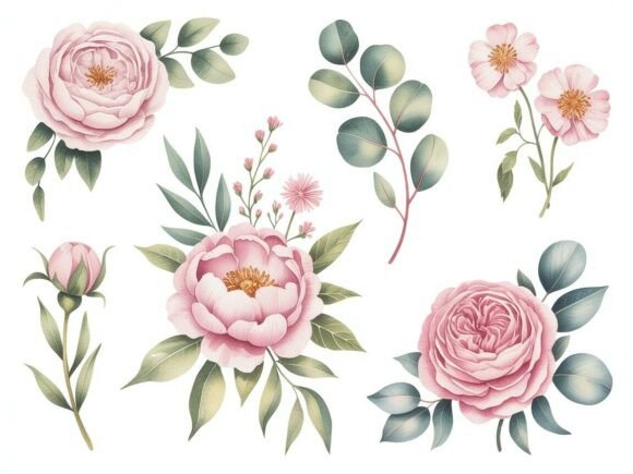 Download Delicate Watercolor Floral Clipart Set - Clipart Collection