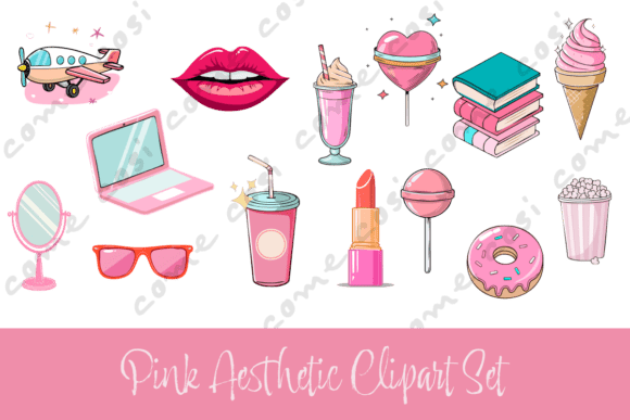 Download Pink Aesthetic Clipart Set PNG - Clipart Collection