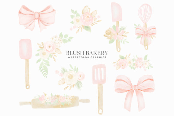 Download Blush Bakery Watercolor Bakery Clipart - Clipart Collection