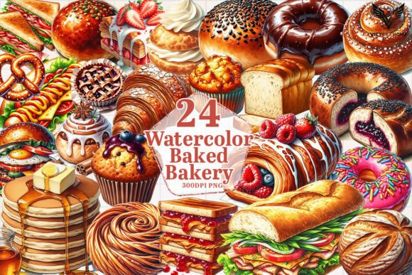 Download Watercolor Baked Bakery Clipart PNG - Clipart Collection