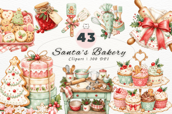 Download Cute Santa's Bakery Clipart,Christmas - Clipart Collection