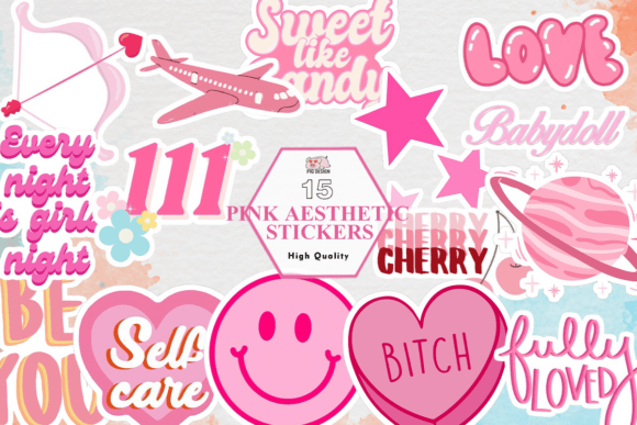Download Pink Aesthetic Stickers Clipart PNG - Clipart Collection