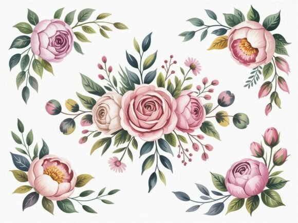 Download Delicate Watercolor Floral Clipart Set - Clipart Collection
