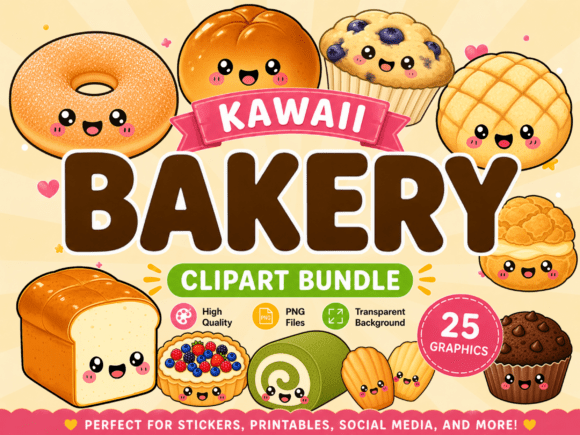 Download Kawaii Bakery Clipart PNG Bundle - Clipart Collection