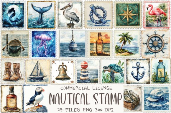 Download Nautical Vintage Stamp Clipart - Clipart Collection