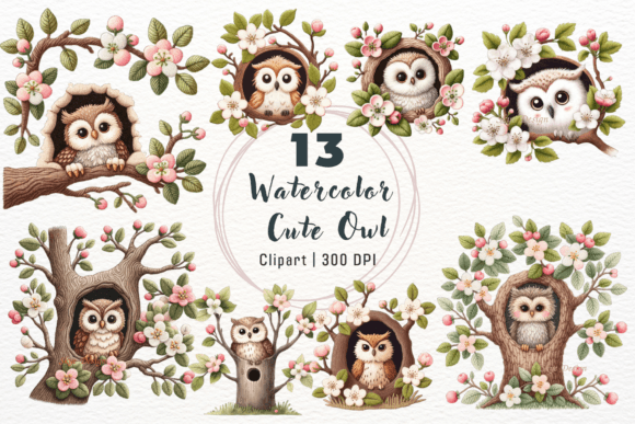 Download Watercolor Cute Owl Clipart - Clipart Collection