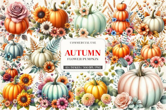 Download Watercolor Autumn Flower Pumpkin Clipart - Clipart Collection