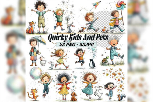 Download Whimsical Kids &amp; Pets Clipart Set - Clipart Collection