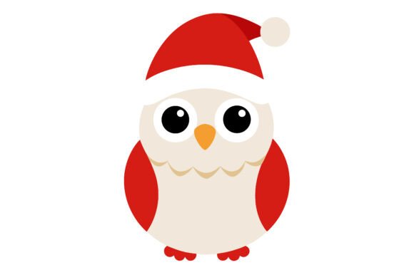 Download Cute Snow Owl Wearing Santa Hat Clip Art - Snow owl Collection