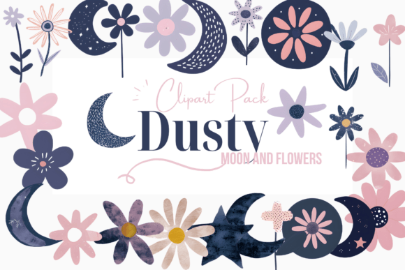 Download Minimalist Moon and Flowers Clipart - Clipart Collection