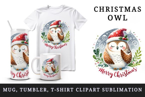 Download Christmas Owl Tumbler, Mug Wrap, Clipart - Clipart Collection