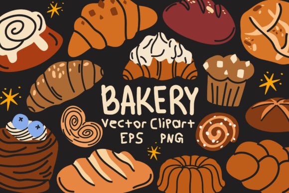 Download Cartoon Bakery Clipart Vector Set - Clipart Collection
