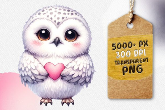 Download Cute Snowy Owl Holding a Heart - Snowy owl Collection
