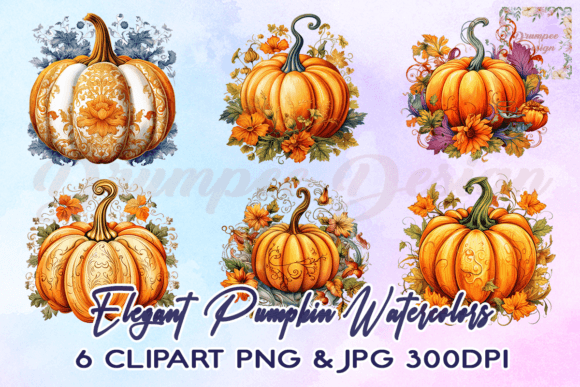 Download Elegant Pumpkin Watercolors Clipart - Clipart Collection