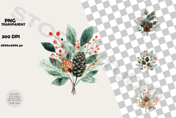 Download Festive Watercolor Botanical Clipart - Clipart Collection